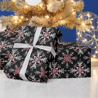 Gothic Spooky Christmas snowflakes Wrapping Paper