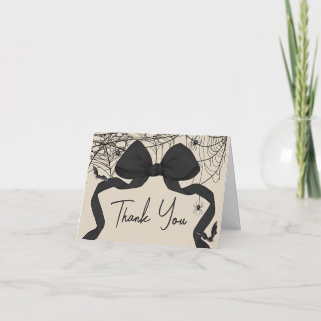 Gothic Spooky Little Boo Baby Shower Thank You Card (Front)