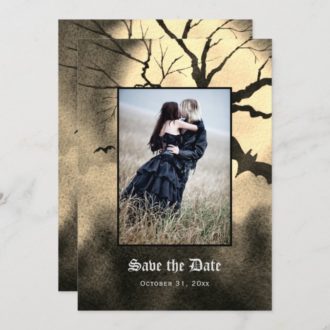 Gothic Spooky Photo Save The Date (Front/Back)