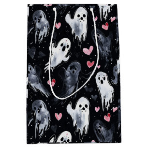 Gothic Spooky Valentine Ghosts with Hearts Medium Gift Bag