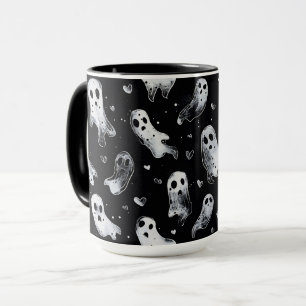 Gothic Spooky Valentine Ghosts with Hearts Mug