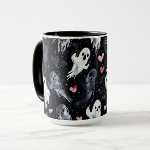 Gothic Spooky Valentine Ghosts with Hearts Mug