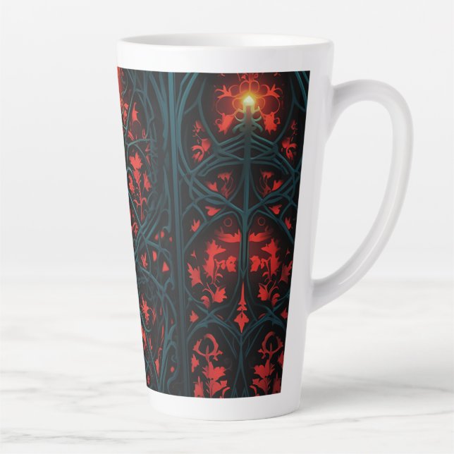 Gothic Stained Glass Design Latte Mug (Right)