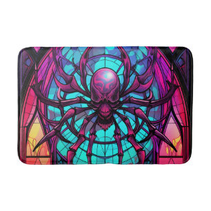 Gothic Stained Glass Skull Spider Bath Mat