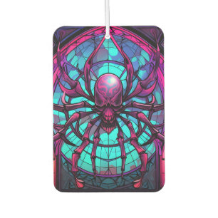Gothic Stained Glass Skull Spider Car Air Freshener