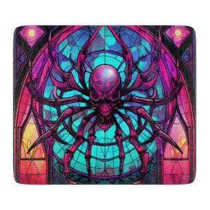 Gothic Stained Glass Skull Spider Cutting Board