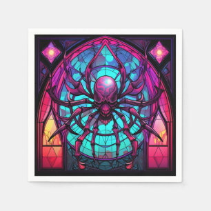 Gothic Stained Glass Skull Spider Napkin