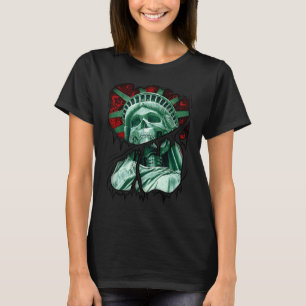 Gothic Statue Of Liberty Skull USA Patriot Hallowe T-Shirt