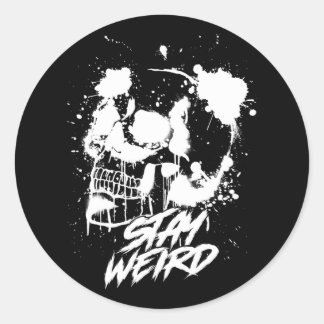Gothic Stay Weird Skull Classic Round Sticker