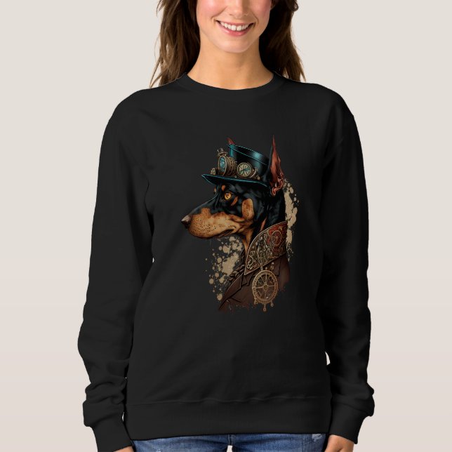 Gothic Steampunk Dobie minpin Doberman Pinscher Sweatshirt (Front)