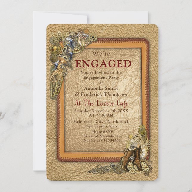 Gothic - Steampunk Engagement Party Invitation (Front)
