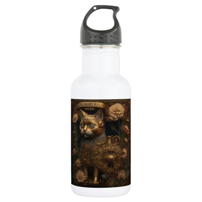 Gothic Steampunk Gold Cat 532 Ml Water Bottle (Front)