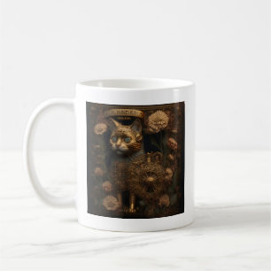 Gothic Steampunk Gold Cat Coffee Mug