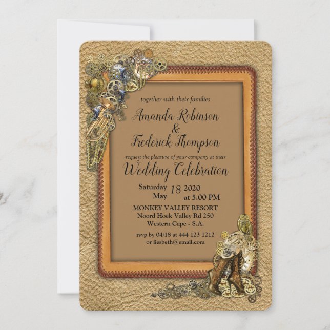 Gothic  - Steampunk handcrafted Invitation (Front)