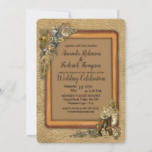 Gothic  - Steampunk handcrafted Invitation