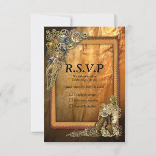 Gothic  - Steampunk RSVP - Leather Craft Frame Card