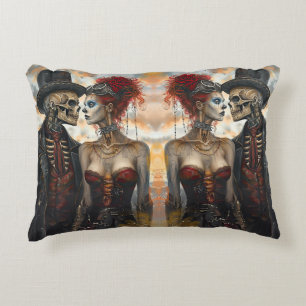 Gothic Steampunk Skeleton Couple  Decorative Cushion
