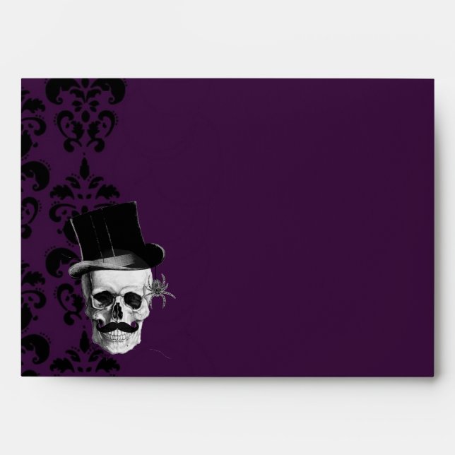 Gothic steampunk skull and damask envelopes (Front)