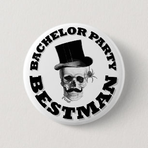 Gothic steampunk skull bachelor party 6 cm round badge