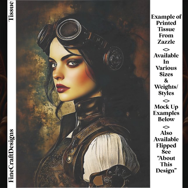 Gothic Steampunk Woman, Industrial EH9L Decoupage Tissue Paper (Creator Uploaded)