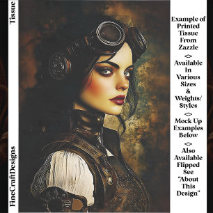 Gothic Steampunk Woman, Industrial EH9R Decoupage Tissue Paper