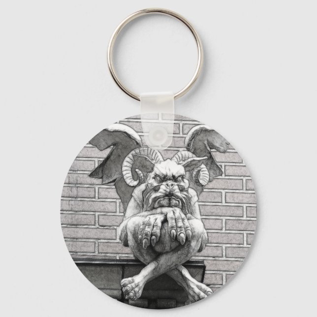 Gothic Stone Gargoyle Fantasy Creature Statue Key Ring (Front)