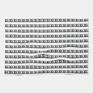 Gothic striped pattern with skulls tea towel