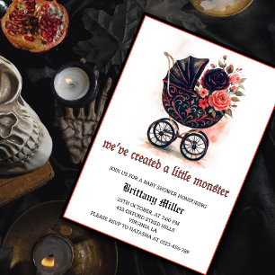 Gothic Stroller Halloween Baby Shower Invitation
