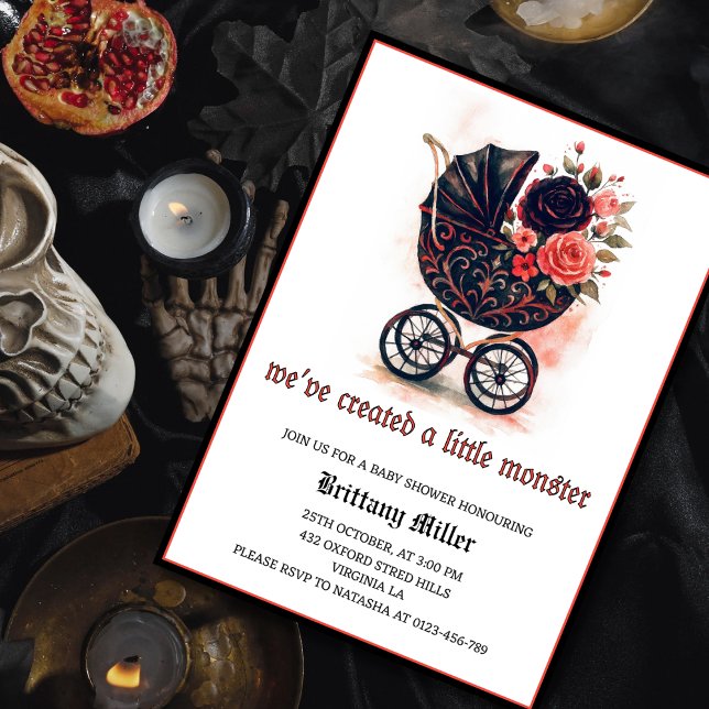 Gothic Stroller Halloween Baby Shower Invitation (Creator Uploaded)