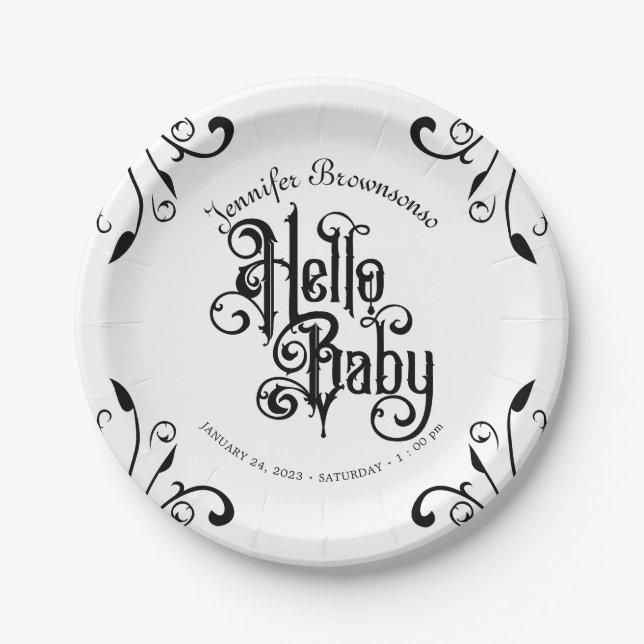 Gothic Style Baby Shower Paper Plate (Front)