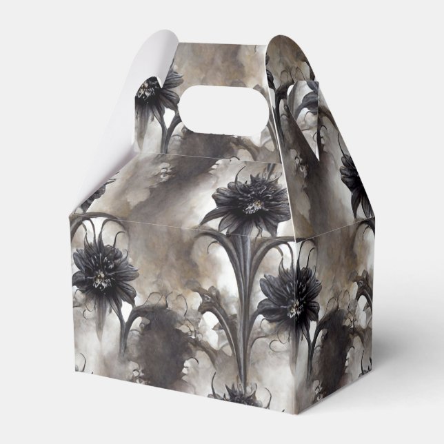 Gothic Style Black Flowers Favour Box (Front Side)