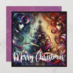 Gothic Style Christmas Tree  Holiday Card