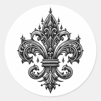 Gothic Style Fleur-de-lis Classic Round Sticker