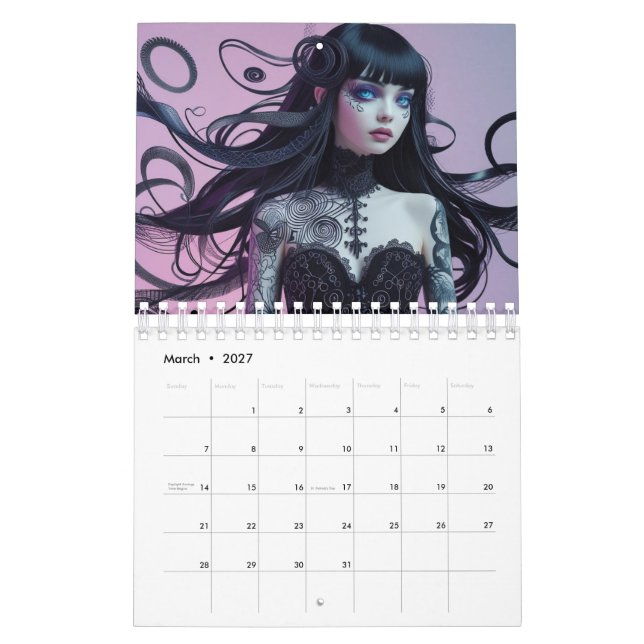 Gothic Style Girl Calendar (Mar 2027)