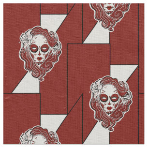 Gothic sugar style skull siren fabric