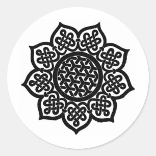 GOTHIC SUN Black White Celtic Knots Classic Round Sticker