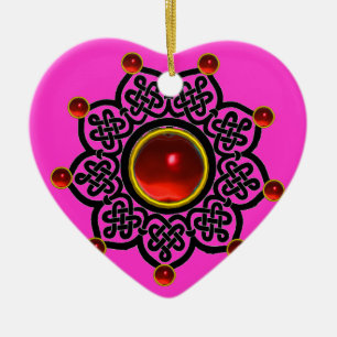 GOTHIC SUN Red Ruby Gem Ceramic Ornament