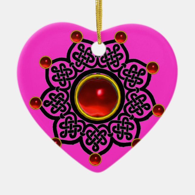 GOTHIC SUN  Red Ruby Gem Ceramic Ornament (Front)