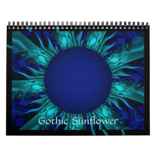 Gothic Sunflower Trippy Floral Art  Calendar