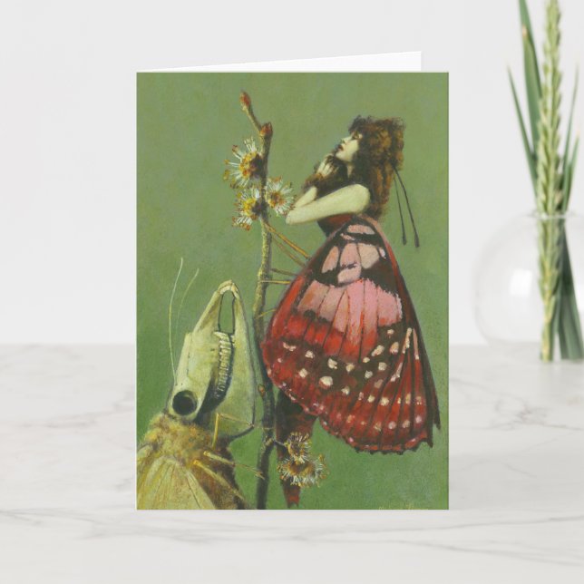 Gothic Surreal Moths Greetings Card (Front)