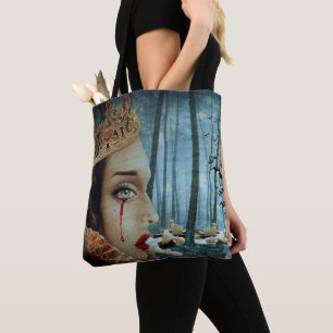 Gothic Surreal Unique Collage of Sad Queen of Hear Tote Bag