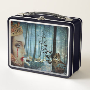 Gothic Surreal Unique Collage Sad Queen of Hearts Metal Lunch Box