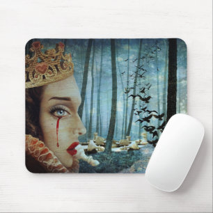 Gothic Surreal Unique Collage Sad Queen of Hearts Mouse Pad