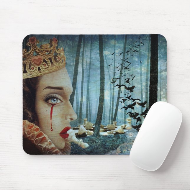 Gothic Surreal Unique Collage Sad Queen of Hearts Mouse Pad (With Mouse)