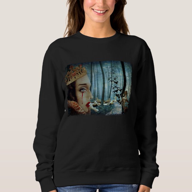 Gothic Surreal Unique Collage Sad Queen of Hearts Sweatshirt (Front)