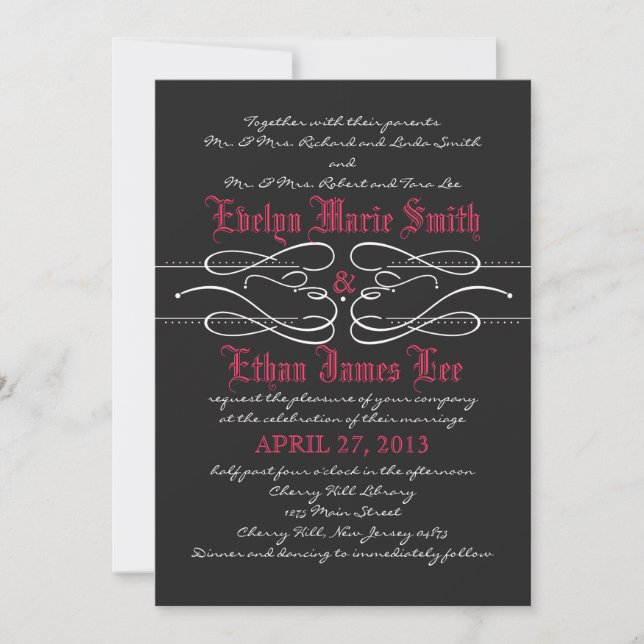 Gothic Swirl Wedding Invitation (Front)