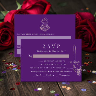 Gothic Sword Mediaeval Knight Wedding RSVP Card
