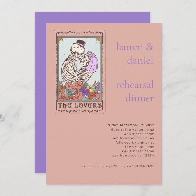 Gothic Tarot Card Lovers Wedding Rehearsal Dinner  (Front/Back)