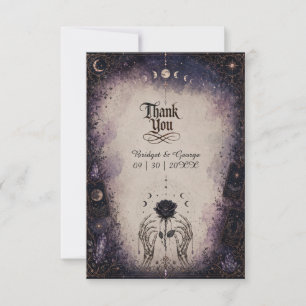 Gothic Tarot Moon Rose Skeleton Wedding Thank You Card