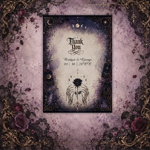 Gothic Tarot Moon Rose Skeleton Wedding Thank You Card
